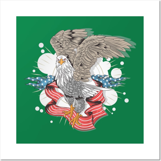 Usa Flag Eagle Wall Art by Mako Design 